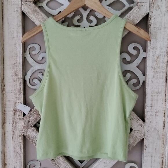 Abound Women's Ribbed Cut-Out Cotton Crop Tank Top in Green - Picture 5 of 5